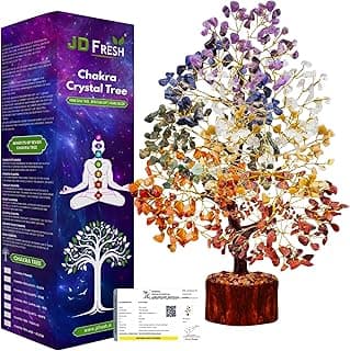 JD FRESH 300 Beads, 7 Chakra Crystal Tree, Showpiece Good Luck and Positive Energy, Showpiece for Living Room, Natural Healing Gemstones Money/Lucky Tree for Good Luck, Multicolor