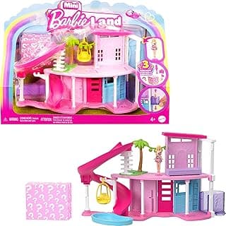 Barbie Mini Barbieland Dollhouse Double Decker for Mini Figures with Blonde Little Doll and Surprise Accessories, Toy +4 Years Old (HYF45)