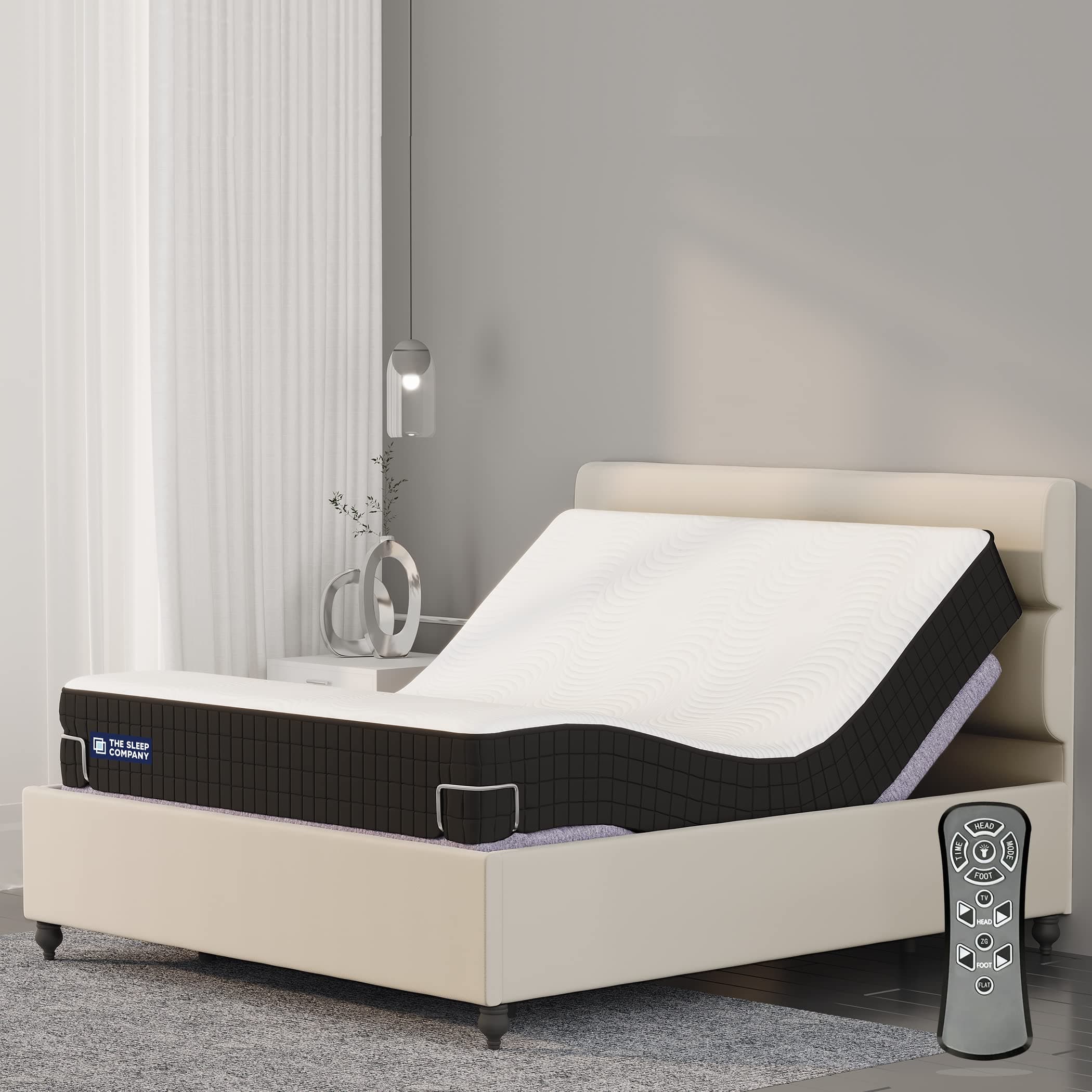 The Sleep Company Metal Elev8 Smart Recliner Bed|Matte Finish Bed Base With Italia Grey Frame|Premium Smart Adjustable Bed|In-Built Massage Mode&Zero Gravity Sleep Mode|Queen Size