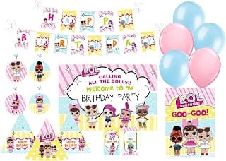 PRETTY UR PARTY Lol Surprise Party Decoration Kit-80 Pcs includes Bunting, balloons, thank you, centerpiece, danglers, Caps, Party Supplies, Lol Surprise Birthday Decor, DIY décor Pack for kids