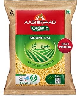 Aashirvaad Organic Moong Dal, 500 g, 100% Organic Moong Dal, Rich in Protein