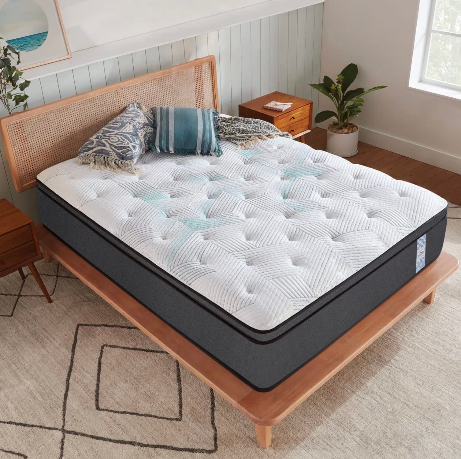 Springtek Eurotop Hybrid Latex Mattress | Euro Top 10 Inches Pocket Spring Queen Size Gadda | GOLS CERTFIED Natural PINCORE Dunlop Latex |75x60 Inch