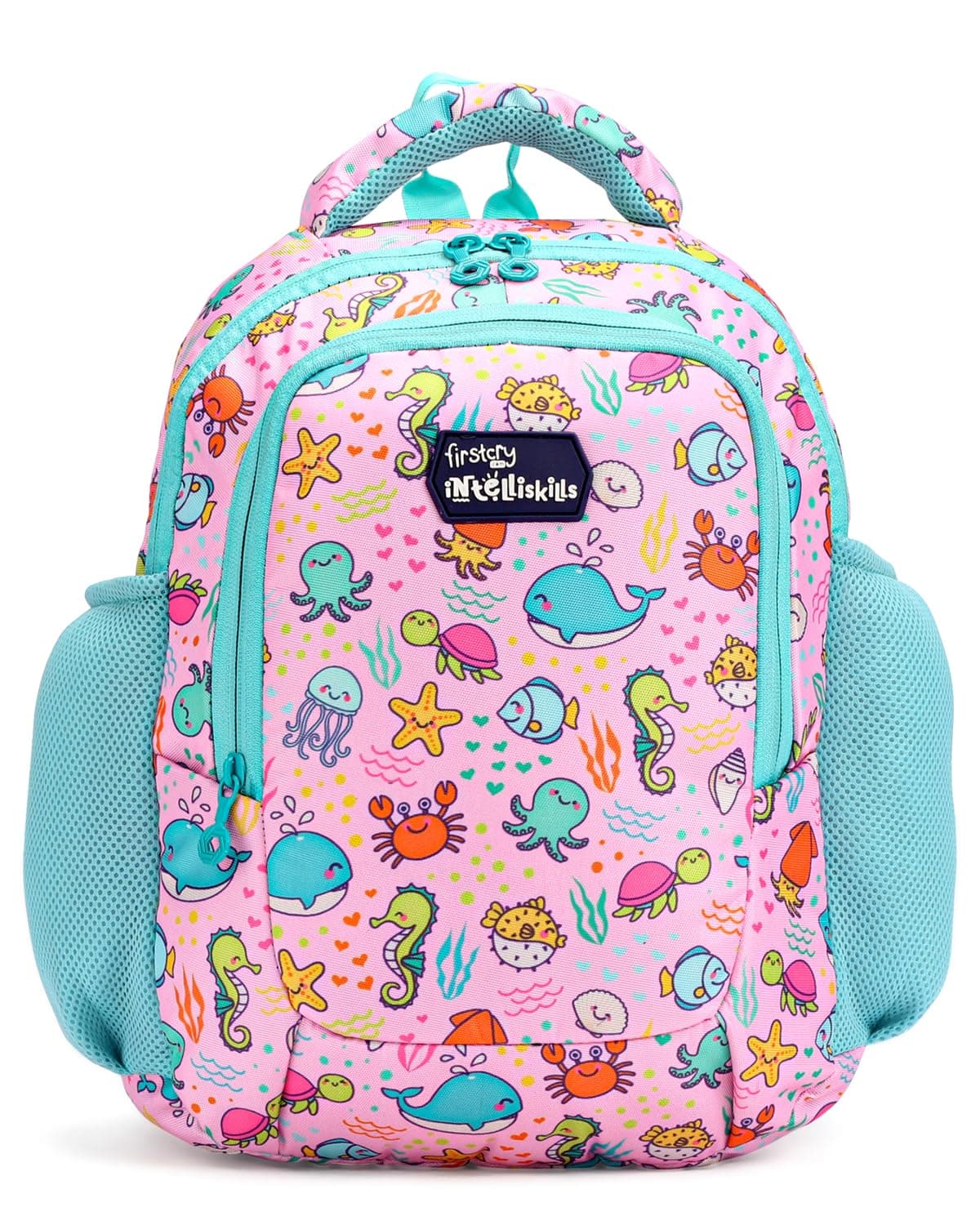 Intelliskills Premium Ocean Animals themed Backpack for Kids, Printed School Bag for Boys & Girls, Comfortable & Lightweight Shoulder Backpack for Children, Multi-Pocket Bag for 3+ Years Kids