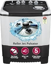 LG 7.5 kg 5 Star Wind jet dry Semi-Automatic Top Load Washing Machine (P7510RGAZ, Dark Gray, Roller Jet Pulsator)