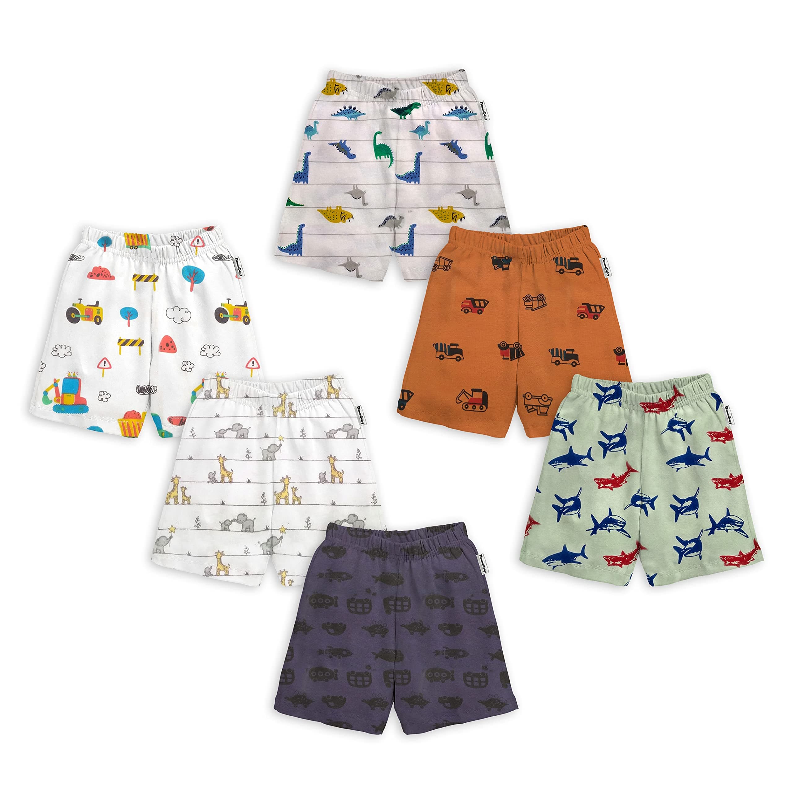 Tinchuk Regular Printed Shorts Set of 6 - for Your Little One Multi-Coloured -Assorted