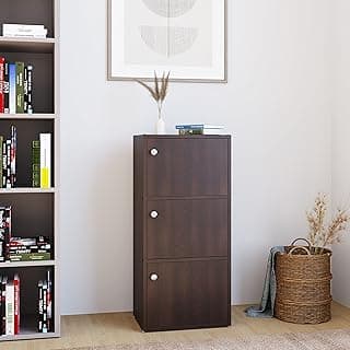 Nilkamal Troy Engineered Wood Book Shelf | Book Cabinet with 3 Compartment Storage |New Wenge
