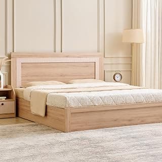 Home Centre Lexus | Engineered Wood | Hydraulic Storage | Queen Beds | Oak | 1 Year Warranty