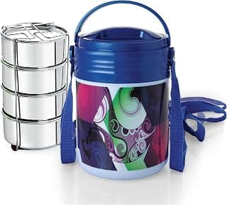 CELLO Meal Kit Stainless Steel Lunch Box Set, 355ml, Set of 4, Blue
