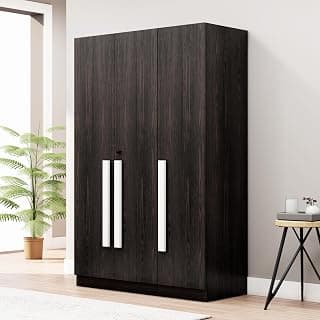 Bniture 3 Door Wardrobe for Bedroom with Lockable Door & Hanging Space | Almirah for Clothes with Elevated Bottom Base | Wardrobe for Storage Cupboard | 3 Years Warranty (Flower Wenge, 3 Door)