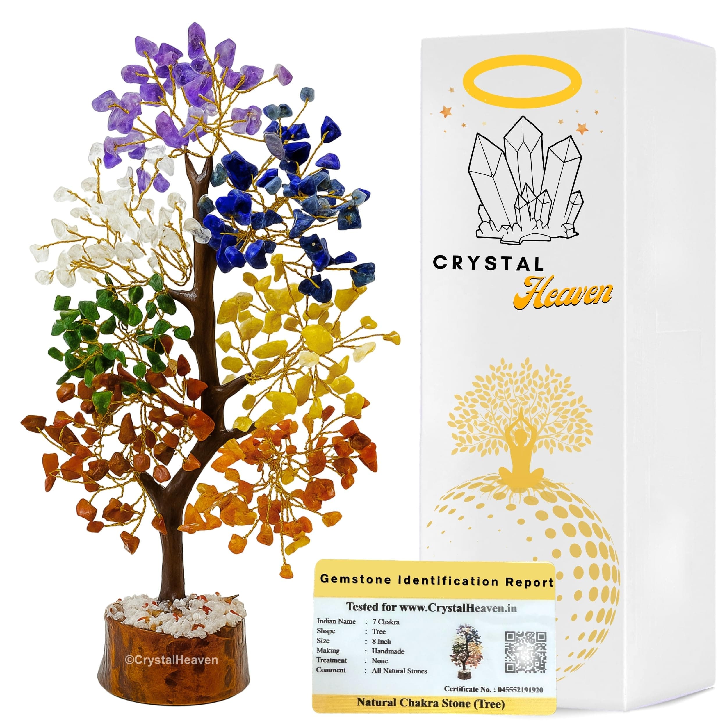 Certified 307 Beads Crystal Tree Home Decoration Items for Good Luck – Authentic Seven Chakra Crystal Tree for Positive Energy and Harmony – Elegant Feng Shui Ornament for Living Room Gift for Friend