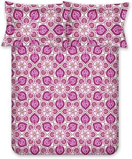 Bombay Dyeing Dream Lover 104 TC Queen Size 100% Pure Cotton Bedsheet with 2 Pillow Cover, Pink
