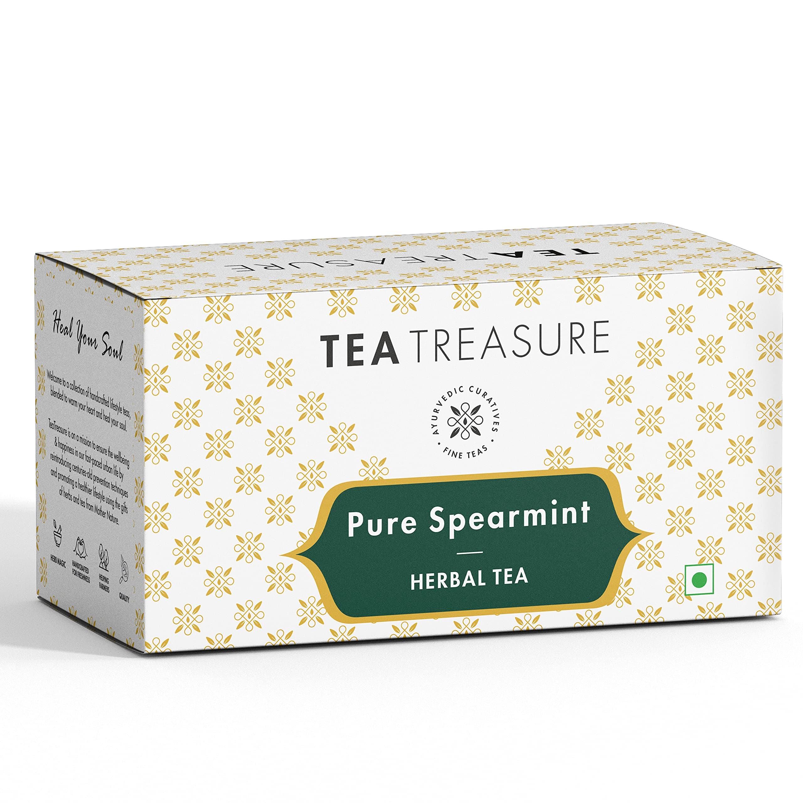 Tea Treasure - Pure Spearmint Herbal Tea | Helps in Hormonal Balance, PCOS, Reduces Facial Hair, Digestion & Weight Management | Spreamint Tea 25 TB