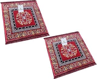 Kuber Industries 2 Piece Velvet Rectangular Door Mat Set - 24" X 24", Multicolour, Standard (Pooja0064203)
