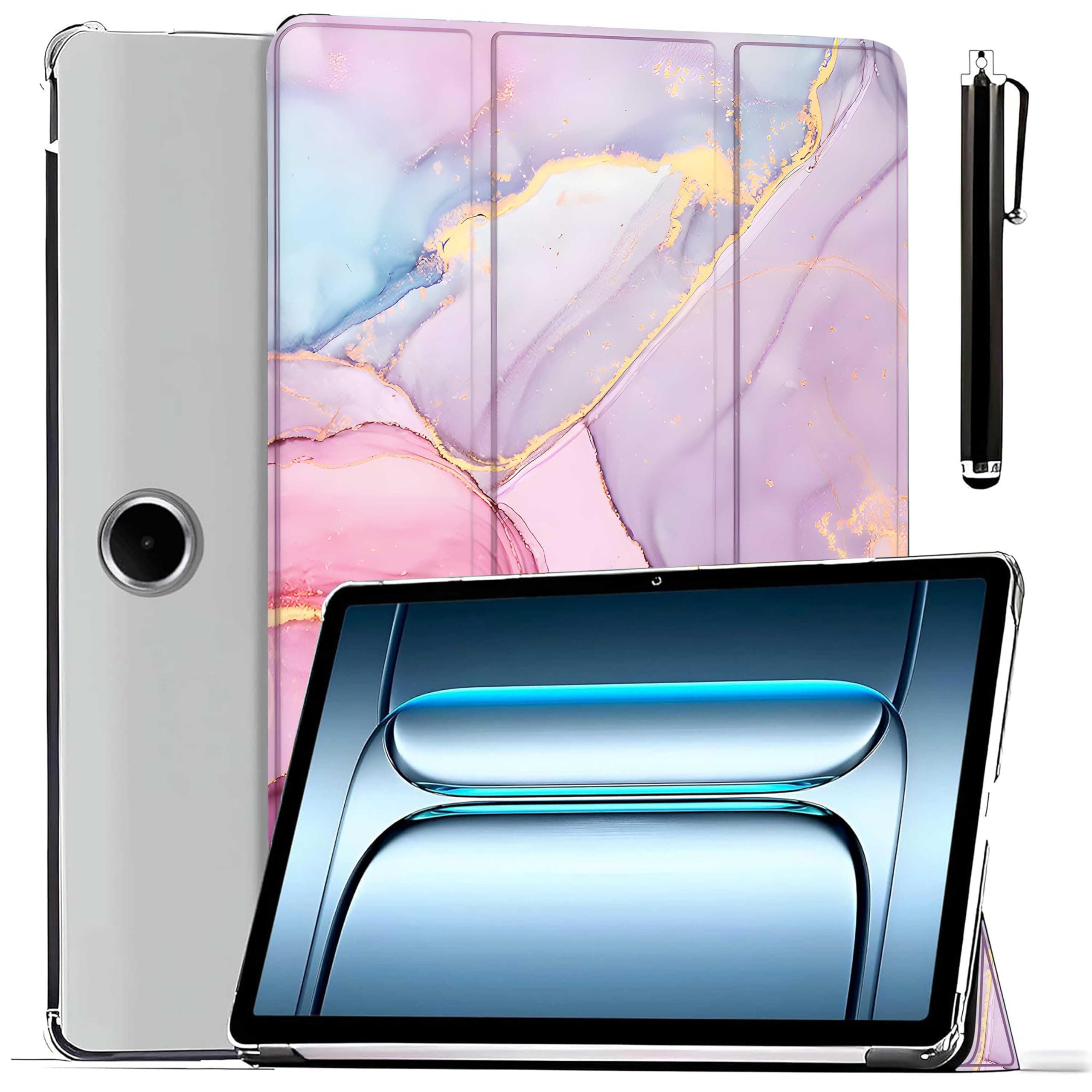 ProElite Case Cover for OnePlus Pad Lite 11 inch Case, Smart Flip Case Cover for OnePlus Pad Lite 11 inch Case Translucent Back with Stylus Pen [Auto Sleep Wake Feature], Marble Pink