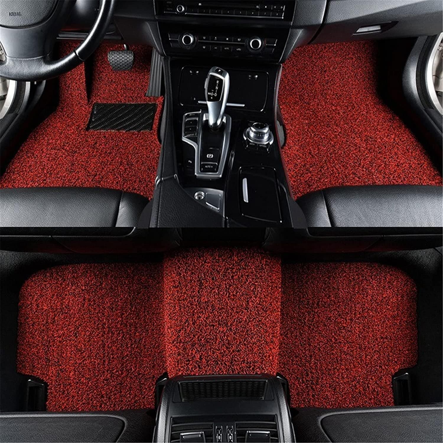 Motella Crafts PVC Cushion Car Mats – Universal 3 Piece Anti-Skid Noodle Car Foot Mats, Durable Vinyl Rubber Floor Mat, Dust & Liquid Trapping, Trapping Built for Comfort- (Red Black)
