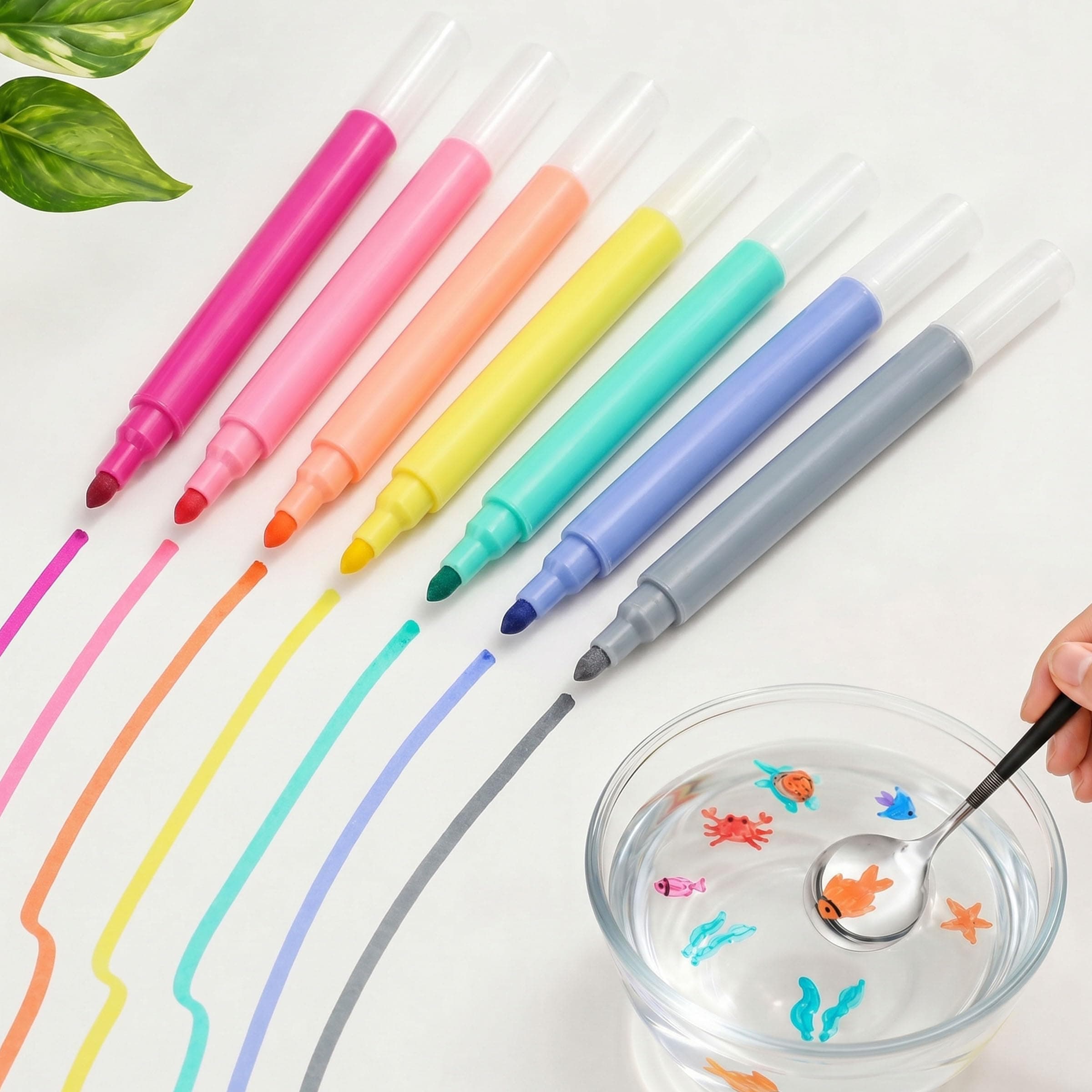 Toyshine Magic Doodle Making Water Erasable Markers Floating Ink Pen Set, Magical Water Painting Pens Whiteboard Marker for Kids, Children Art (Multicolor, 8 Count (Pack of 1))