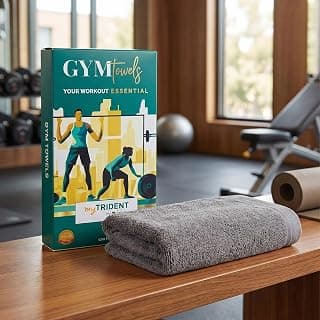 MYTRIDENT Cotton Bamboo Gym Towel for Men Workout & Women Workout | 450 GSM | Perfect Gym Towel Size 45 Cms x 90 Cms | Quick-Dry | Extra Absorbent | Lightweight | Suitable for All Sports | Charcoal