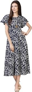 OOMPH! Women's Western & Fusion wear Midi Dresses for Women, Beach, Blue - md62