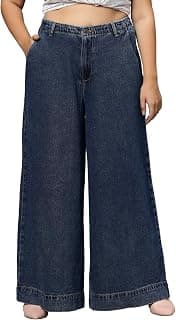 TURNING BLUE Womens High Rise Extra Wide Black Jeans