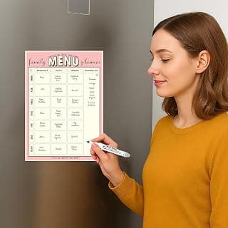 AccuPrints A4 Family Meal Planner, Magnetic Whiteboard with Marker, 29 x 21 cm, Dry Erase Flexible Writing Film for Kitchen Fridge/Office Godrej/Metal Wardrobe | Weekly Meal Panner