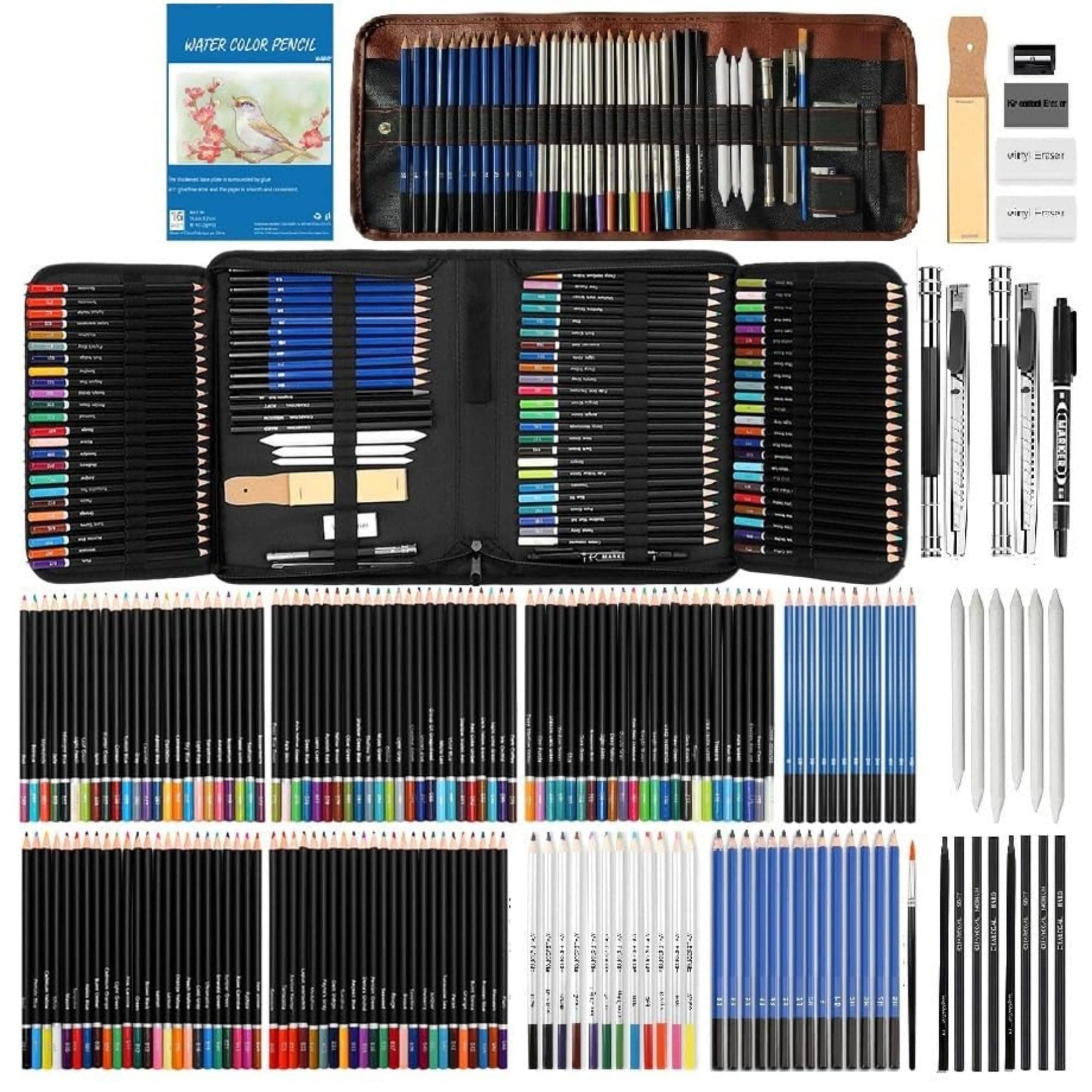 Corslet 184 Pc Art Pencil Supplies Artist Drawing Kit Sketch Set Shading Pencil Set Including Graphite Pencil Sketch Kit Drawing Watercolours Oil Pastel Colour and A5 Sketchbook