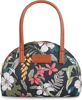 SHAMRIZ Women’s Mini Top Handle Handbag | Floral Canvas Dome Satchel Purse with Dual Zipper Compartments | Cute Small Tote Bag for Casual, Party & Travel