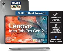 Lenovo Idea Tab Pro Gen 2 with Pen Plus {Smartchoice} 13" Display, 3.5K Resolution, 144Hz Refresh | 8GB, 256GB | Snapdragon 8s Gen 4 | 10200mAh, 4 JBL Speakers, USB 3.0 with DP-Out, Wi-Fi 7, Luna Grey