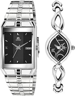 ADAMO Analogue Black Dials Couple Wrist Watch 9151-327SM02-1
