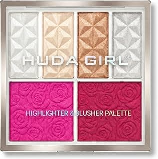 Blush and Highlighter Palette for Face Makeup, 1 Pc Compact Highlighter Makeup, 4 Highlighter Shades & 2 Blush
