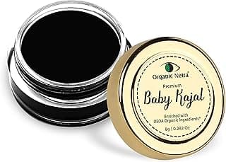 "Organic Netra Baby Kajal 8g for Newborns Water-Resistant Smudgeproof Longlasting Enriched with Natural Organic Ingredients Safe for Sensitive Baby Skin No Harmful Chemicals Matte Finish, (8g)
