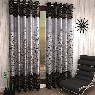 Home Sizzler 2 Piece Elegant Panel Eyelet Polyester Window Curtains - 5 Feet, Brown