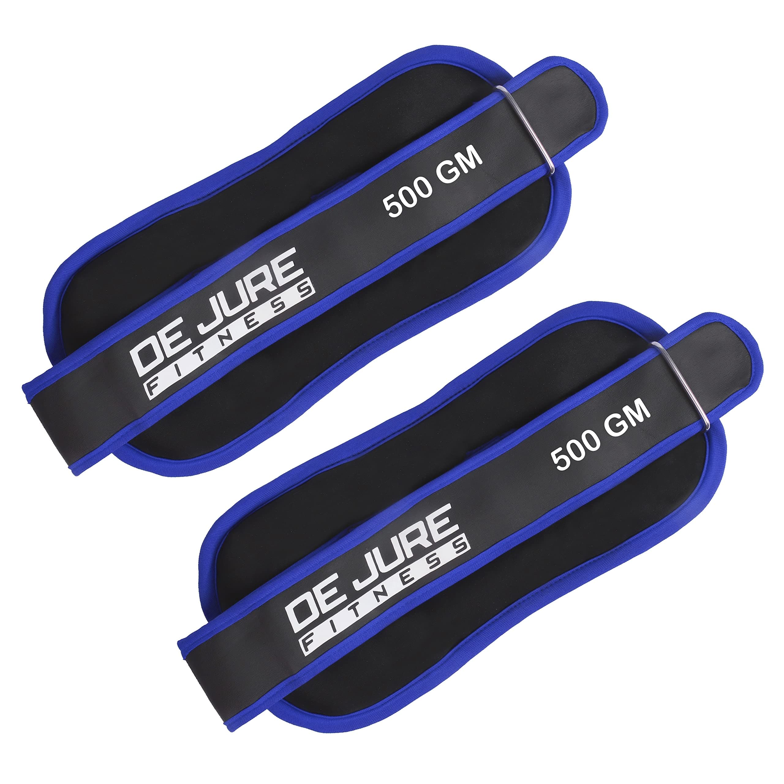 De Jure Fitness Ankle Weights | 0.5 KG Pair Adjustable Wrist & Ankle Weights | Secure Strap for Walking, Running, Jogging, Gym, Home Workout, Strength Training & Fitness (Blue-Black)