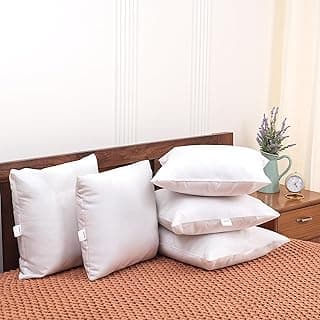 Amazon Brand - Solimo Cushion, 40.6 x 40.6 cm, White, 5 Pieces, Microfibre