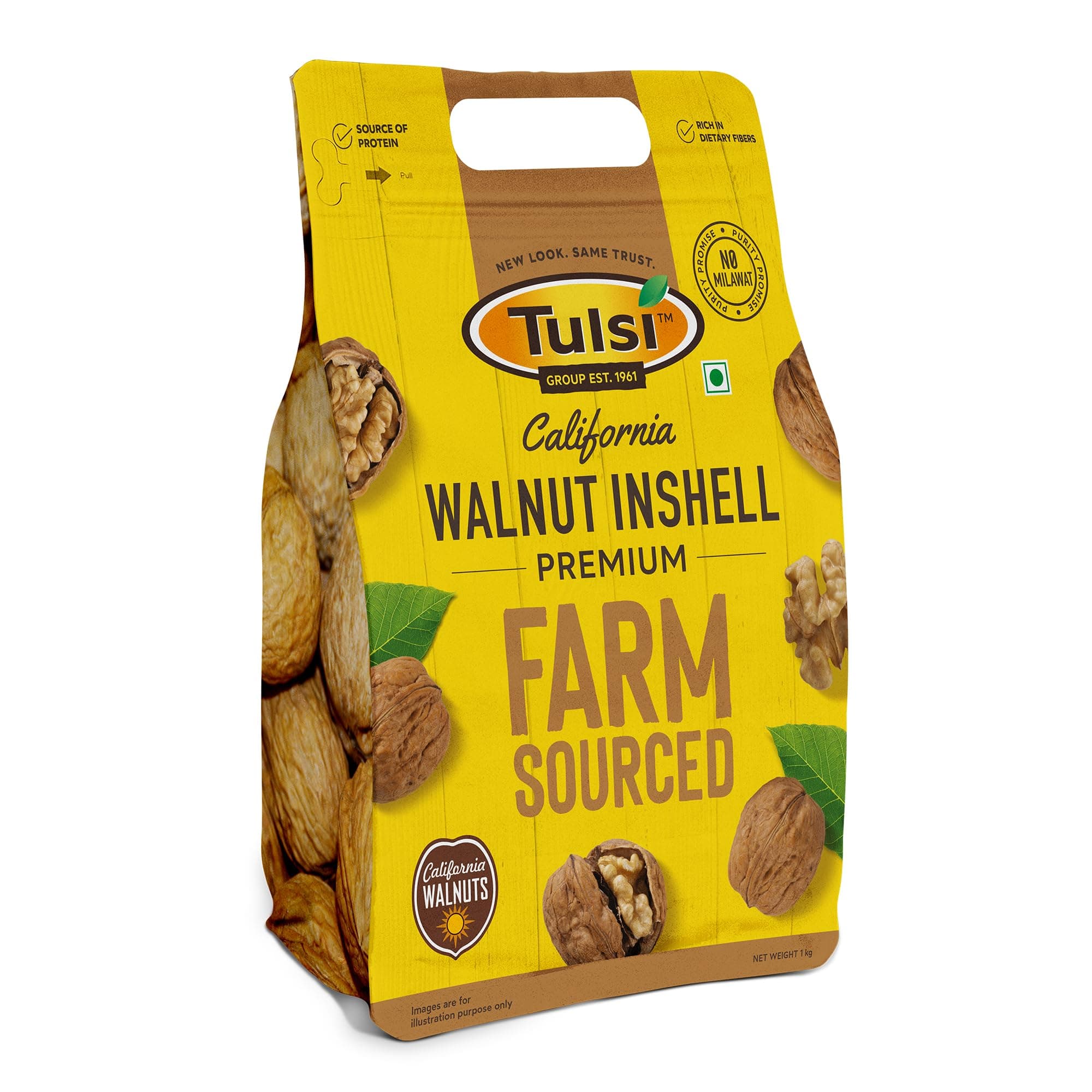 Tulsi California Walnut Inshell Premium 1kg | Large Size | Inshell Walnuts Akhrot | Delicious & Crunchy Walnuts | High in Protein & Iron | High in Antioxidants | Premium Akhrot | Rich in Omega-3