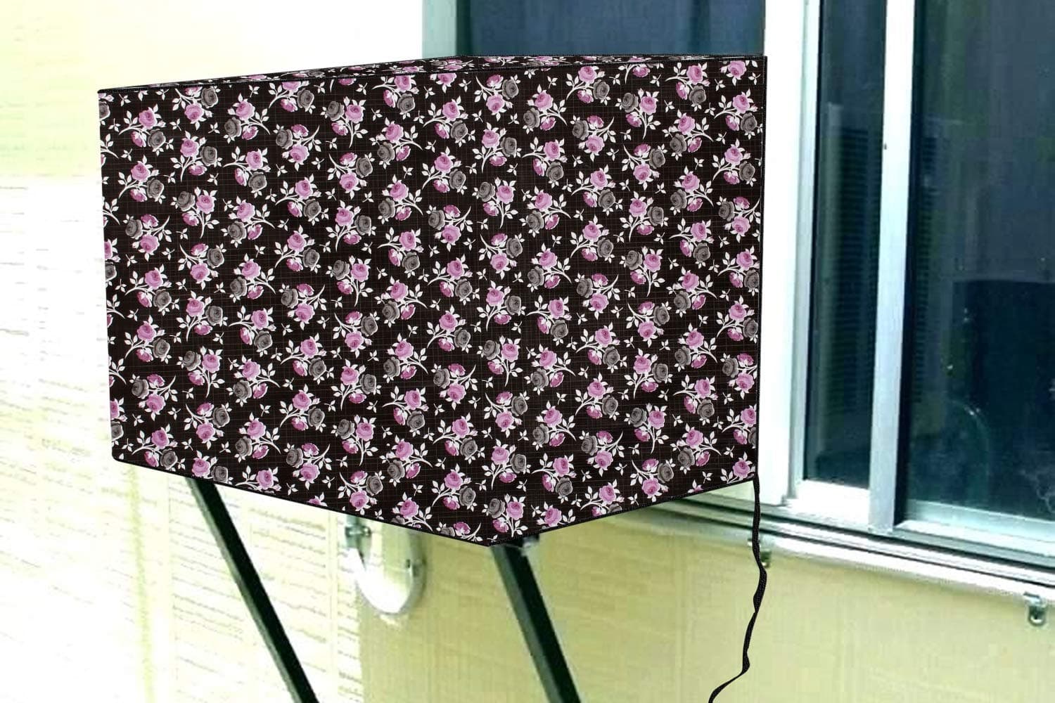 Stylista Window ac Cover 1 ton Waterproof & Dustproof PVC Floral Pattern Multicolor