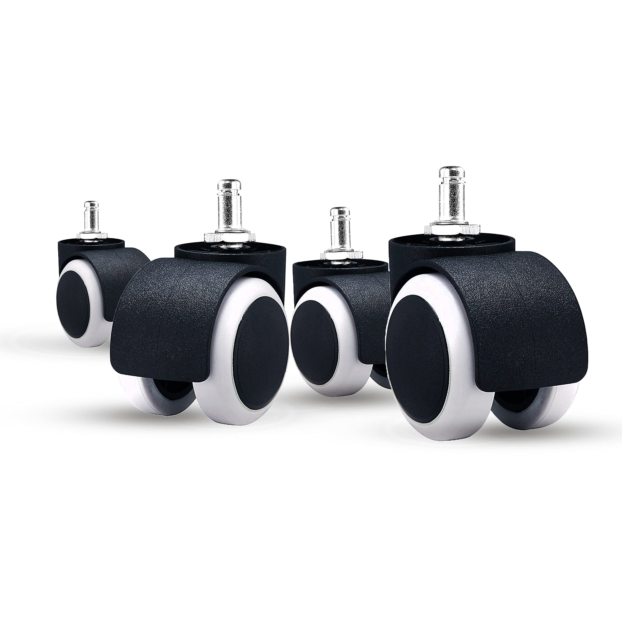 Rose® Twin Caster (Wheels) for Office Chairs/Furniture (Set of 5) (Black & White)