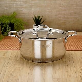 Sumeet Stainless Steel Induction Bottom (Encapsulated Bottom) Casserole with S.S Lid 4 liter | 22 cm Dia, Silver