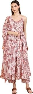 W for Woman Paisley Printed Swiss Dot Cotton Spaghetti Kurta, Pants and Dupatta Set