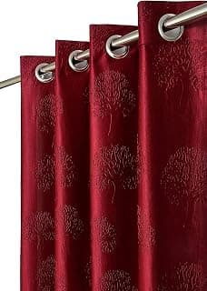 Kiara Creations Premium Tree Punching Semi-Sheer Curtains for Window- 5 Feet (Pack of 1) Maroon