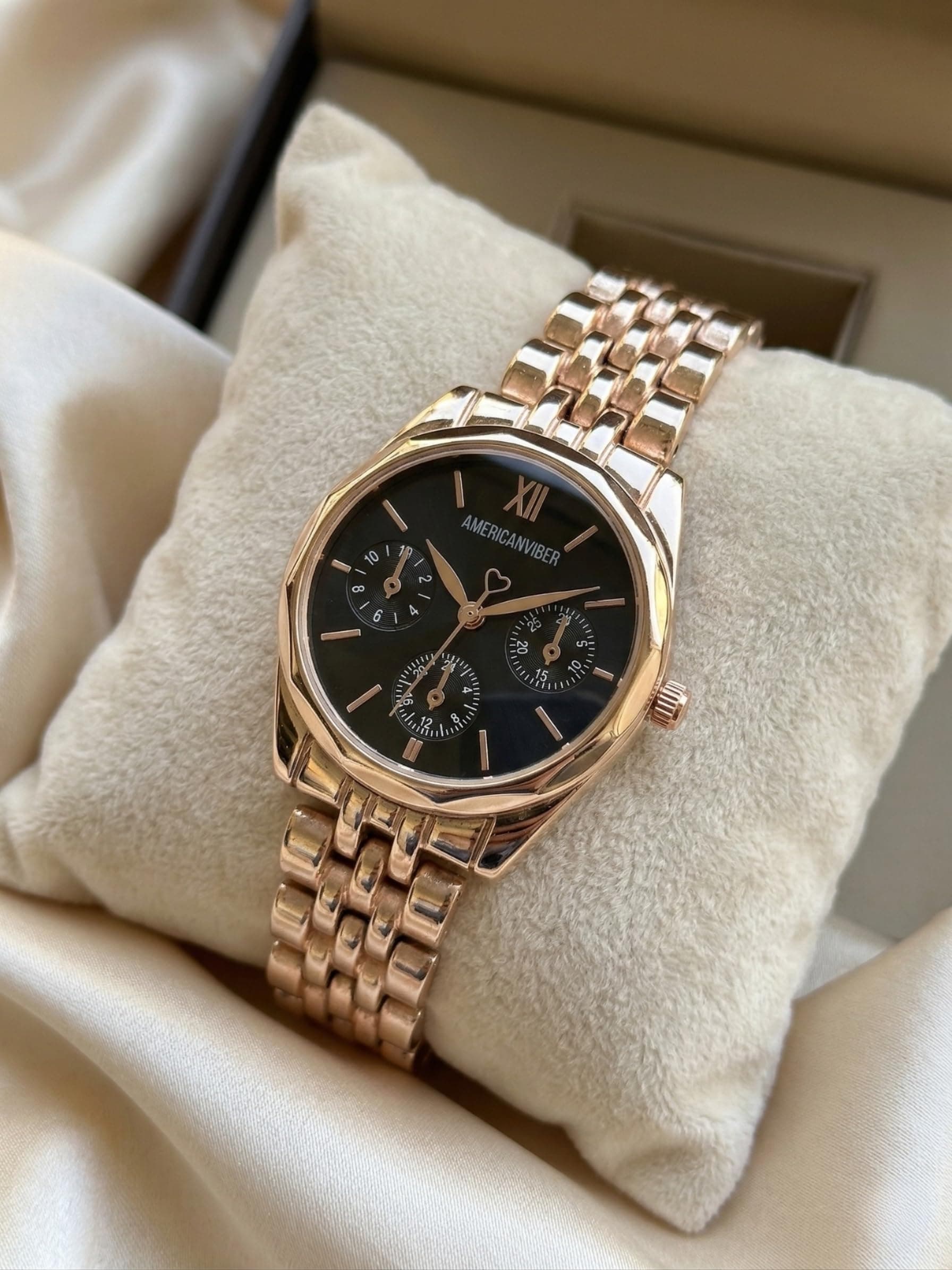 AMERICANVIBER Rose Gold Women Watches | Girl Watch | Watch for Women | Diamond Studed | Premium Design | Trendy Fashionable | Under 499