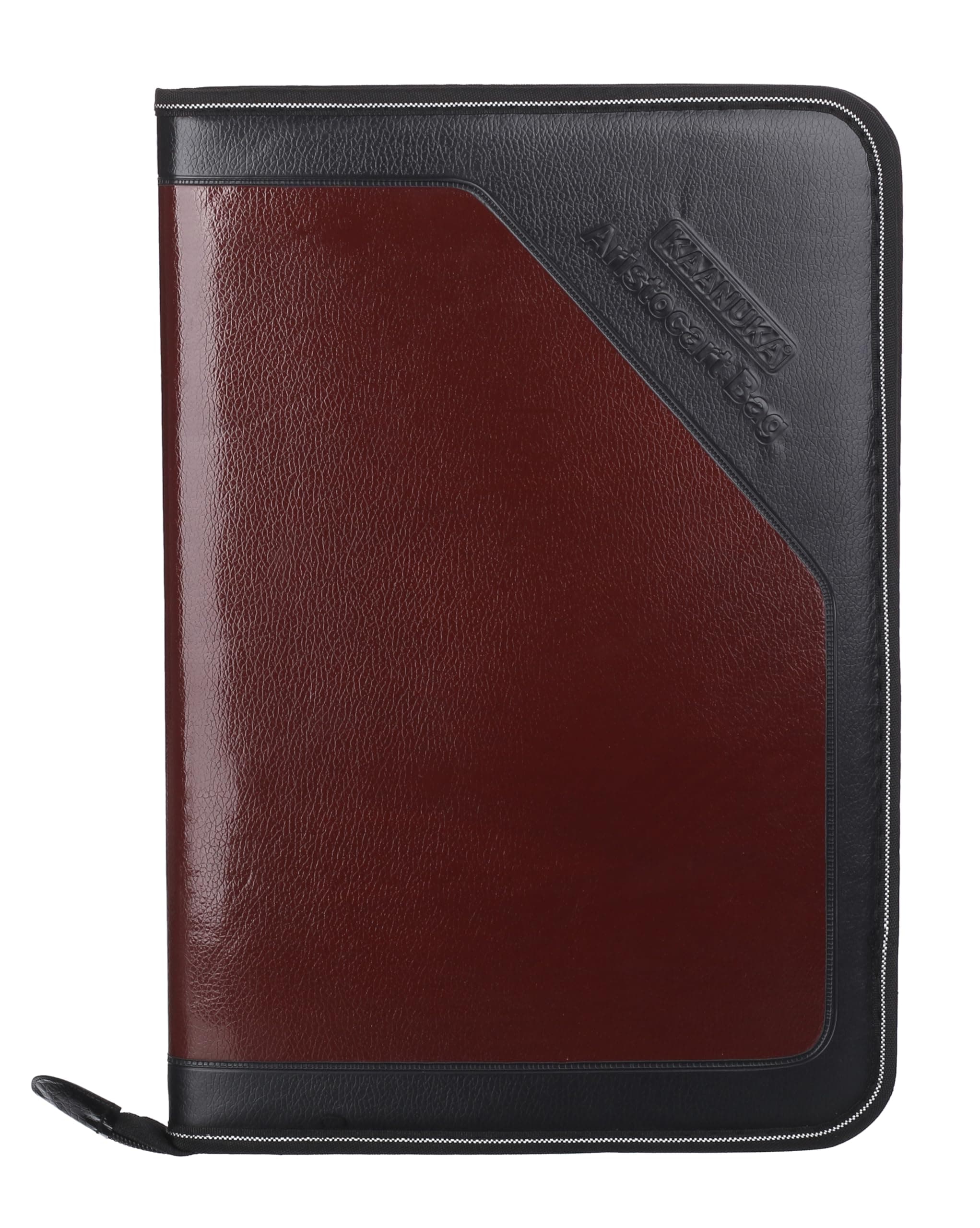 KAANUKA PU Leather Executive Portfolio File Folder – Legal Size Document Holder with 24 Leafs/Pockets, Certificate Organizer, Professional Zip File for Office, School & Business Use