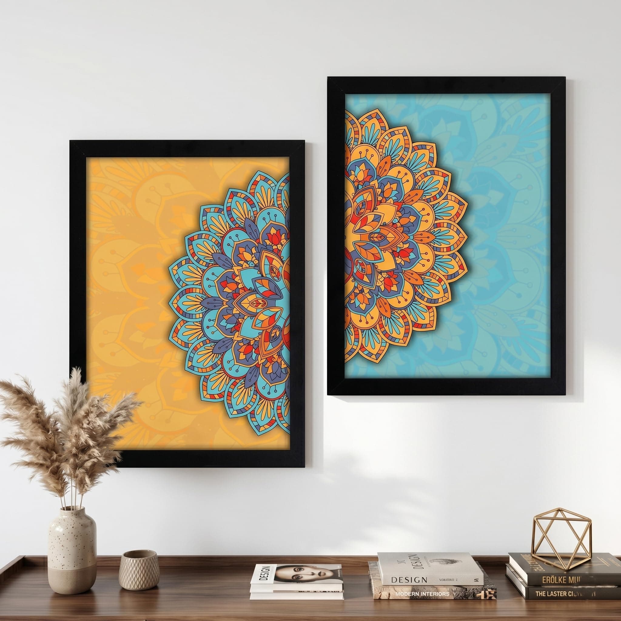 GoArt Mandala Wall painting for home decoration poster with glass frame, Wall Decor painting SIZE-13x17 (Mandala 6)