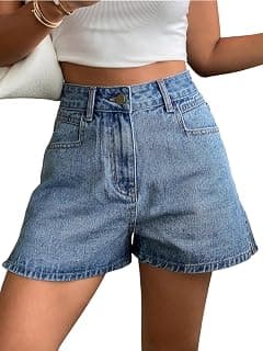 GRECIILOOKS Women Denim Shorts | High Waist Casual Summer Shorts for Women | Above Knee Bottomwear with Pockets | Regular Fit Street Style Fashion