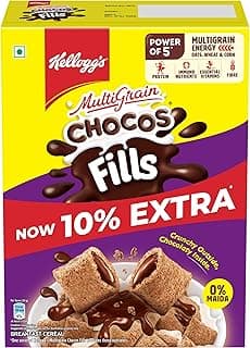Kellogg's Chocos Fills 250g + 25g Extra Free | Double Chocolaty, Anytime Snack | 3 Grains: Oats, Wheat & Rice, Protein Rich, 0% Maida