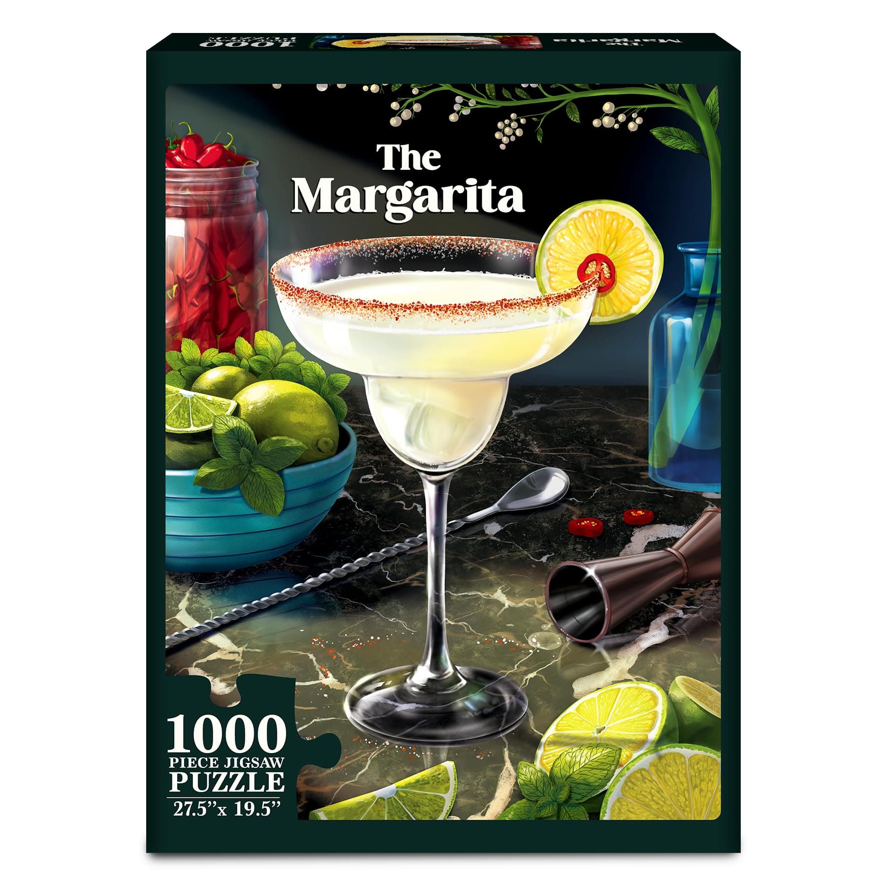 Gouda Games Jigsaw Puzzle 1000 Pieces - The Margarita, Brain-Boosting Fun for Adults, Families, Friends, Game Nights, Poster Included, Gifts for Cocktail Lovers, Finished Size 27.5" x 19.5"