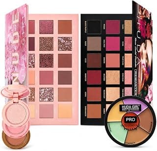 Makeup Kit of 36Color Nude & Rose Gold Eyeshadow Palette, 3in1 Highlighter & Blush Palette and 3in1 Contour & Concealer For Face Makeup | Long-Lasting Waterproof Make Up Set