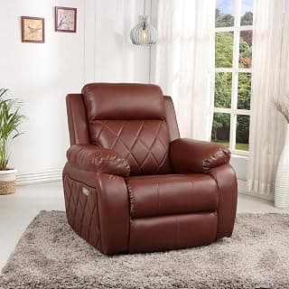 The Desired Comfort Leatherette Recliner 1 Seater Sofa Chair for Living Room Bedroom Office Relaxyard Rocking & Revolving Motorized Recliner Lounge Chairs for Relaxing, Nap (, Brown)