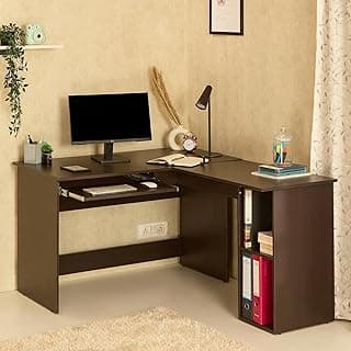 Green Soul Brixton (2026 Edition) L-Shape Computer Table for Home PC, Keyboard Tray, 2 Storage Shelves, IS-3087 Engineered Wood, Expansive Tabletop, Wenge, 3 Year Assurance