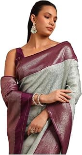 Soch Womens Silk Blend Zari Woven Saree With Zari Woven