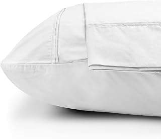 LINENWALAS Solid 100% Cotton Percale Large Standard Pillow Case Set of 2, Crisp and Cooling Premium Cotton Bed Pillow Covers (20X30 inch, White)300 TC